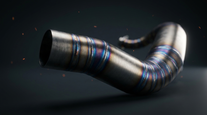 Akrapovič titanium exhaust with blue heat-tint weld rings