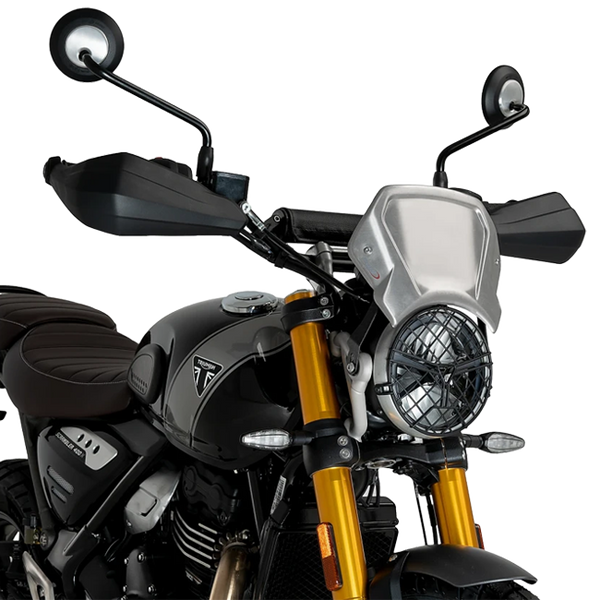 Puig Aluminium Front Plate Windshield – Headlight Bracket Mount – for Triumph Scrambler 400X (2024–2025)