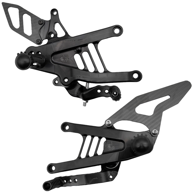Spider Racing Standard rearset kit for Ducati Panigale V4/S/R 2025-2026, billet aluminium CNC-machined