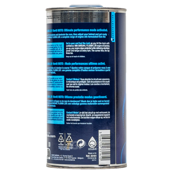 Bardahl Plasma LXR 10W40 1 litre fully synthetic motorcycle engine oil bottle