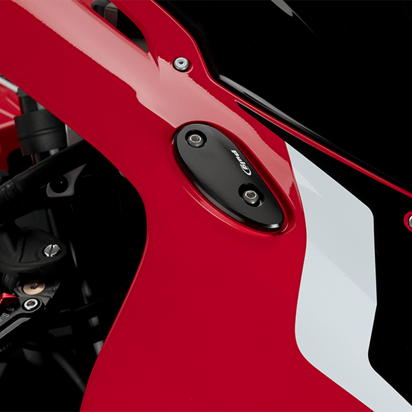 Puig black anodised aluminium mirror covers for Honda CBR 1000 RR-R SC82