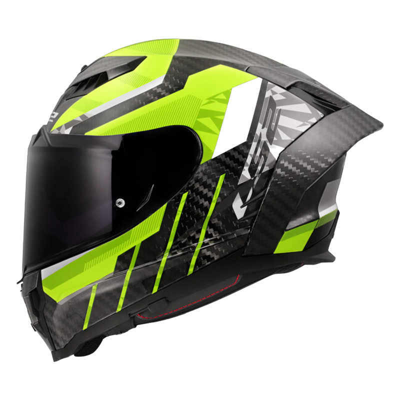 LS2 FF807 Dragon Carbon Helmet – Trax Gloss Hi-Vis Yellow – view 1