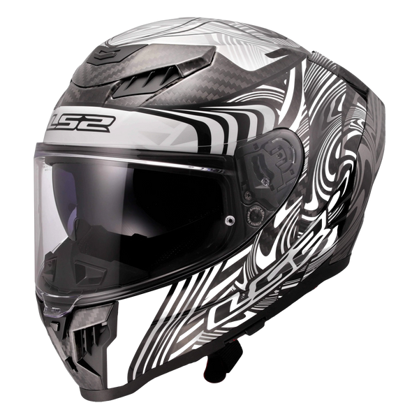LS2 FF807 Dragon Carbon Helmet – Enthum Gloss Silver/White – view 6