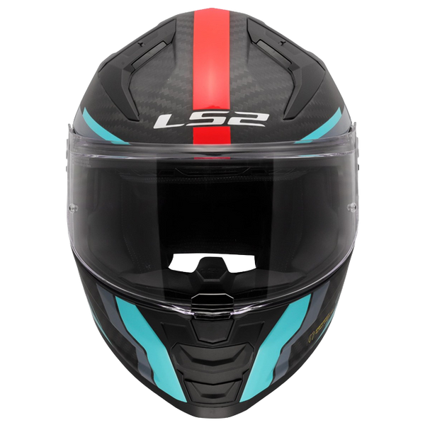 LS2 FF811 Vector II Carbon Helm – Grid Red/Cyan