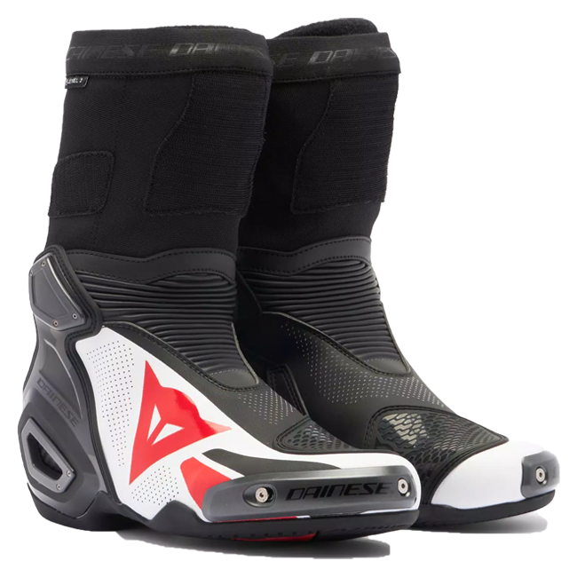 Dainese Axial 2 Air men's motorcycle racing boots in black and white