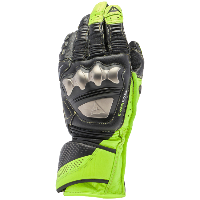 Dainese Full Metal 7 racing leather gloves men's neon yellow black