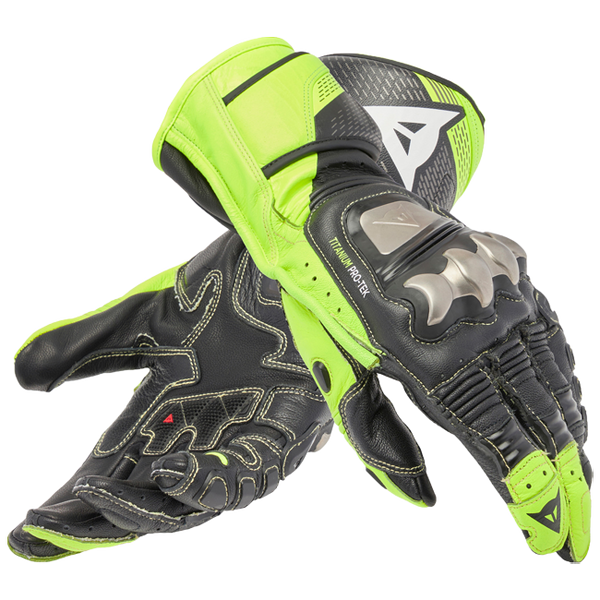 Dainese Full Metal 7 racing leather gloves men's neon yellow black