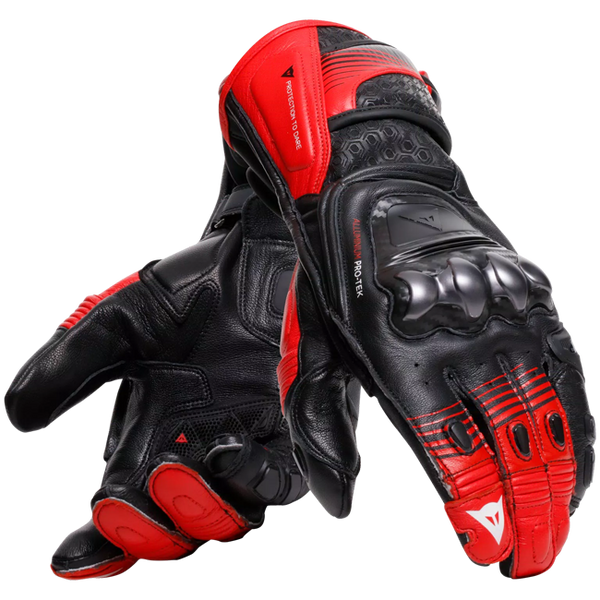 Dainese Fiero Racing leather motorcycle gloves in black and red