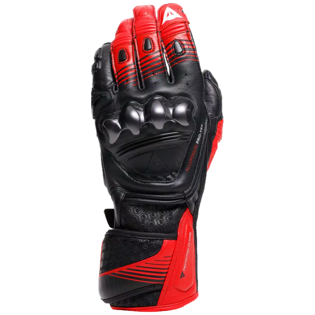 Dainese Fiero Racing leather motorcycle gloves in black and red