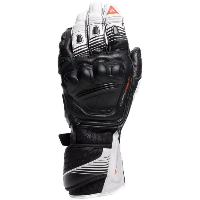 Dainese Fiero Racing men's motorcycle leather gloves in Black and White