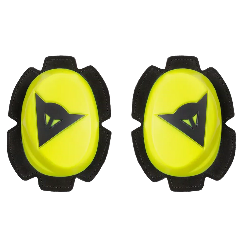 Dainese Pista knee sliders in neon yellow – TPU track knee sliders