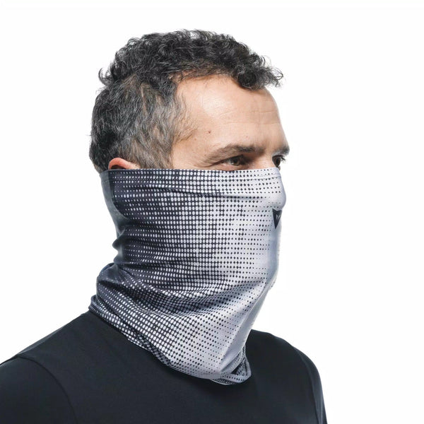 Dainese neck warmer grey with AGV logo, Coolmax fabric tube scarf