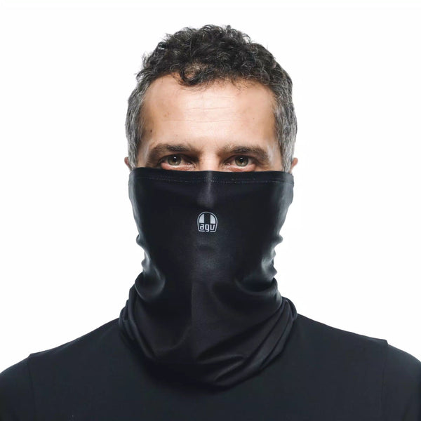 Dainese neck tube in black with AGV logo, Coolmax fabric
