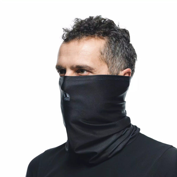 Dainese neck tube in black with AGV logo, Coolmax fabric