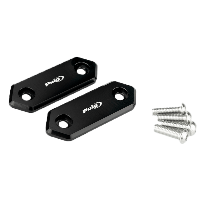 Puig black anodised aluminium mirror covers for Kawasaki ZX-4RR 2023-2026