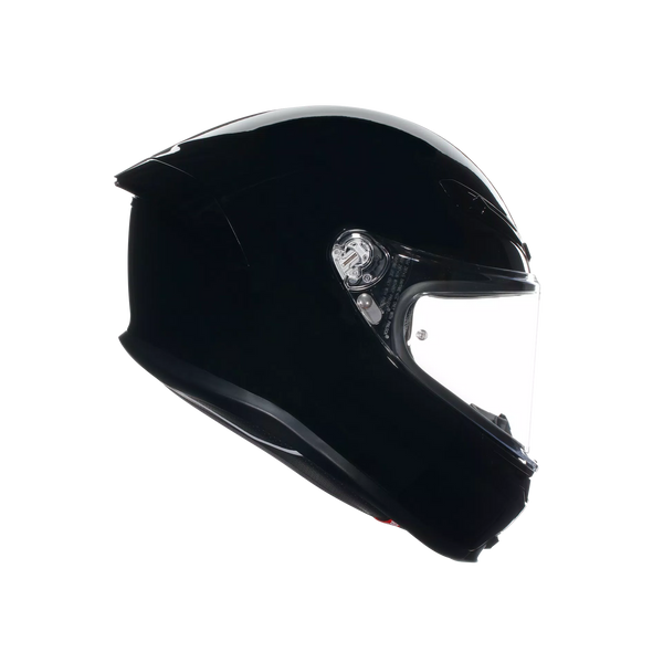 AGV K6 S full-face helmet in gloss black, carbon-aramid shell