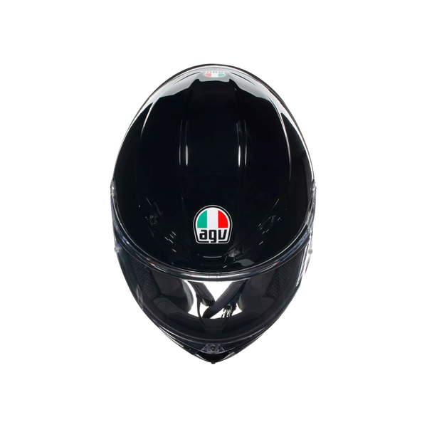 AGV K6 S full-face helmet in gloss black, carbon-aramid shell