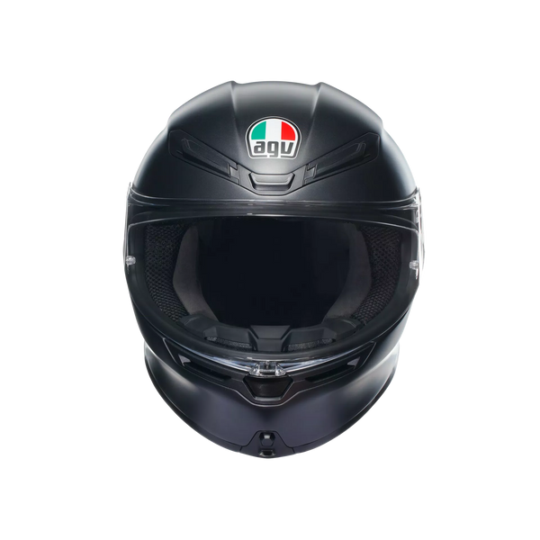 AGV K6 S full-face helmet in matte black, ECE 22.06 certified, carbon-aramid shell