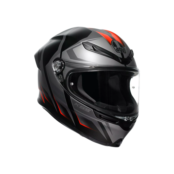 AGV K6 S full-face helmet in Karve matte black, grey and red colourway