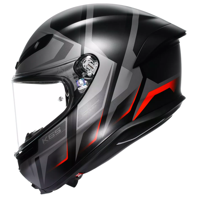 AGV K6 S full-face helmet in Karve matte black, grey and red colourway