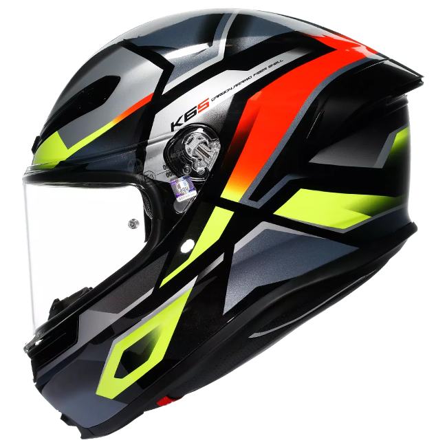 AGV K6 S full-face helmet Erazer Black Red Fluo Yellow carbon-aramid