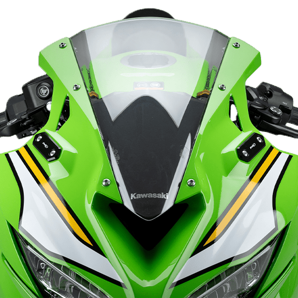 Puig black anodised aluminium mirror covers for Kawasaki ZX-4RR 2023-2026