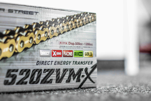 D.I.D 520ZVM-X X-ring chain 520 gold and grey open with rivet link