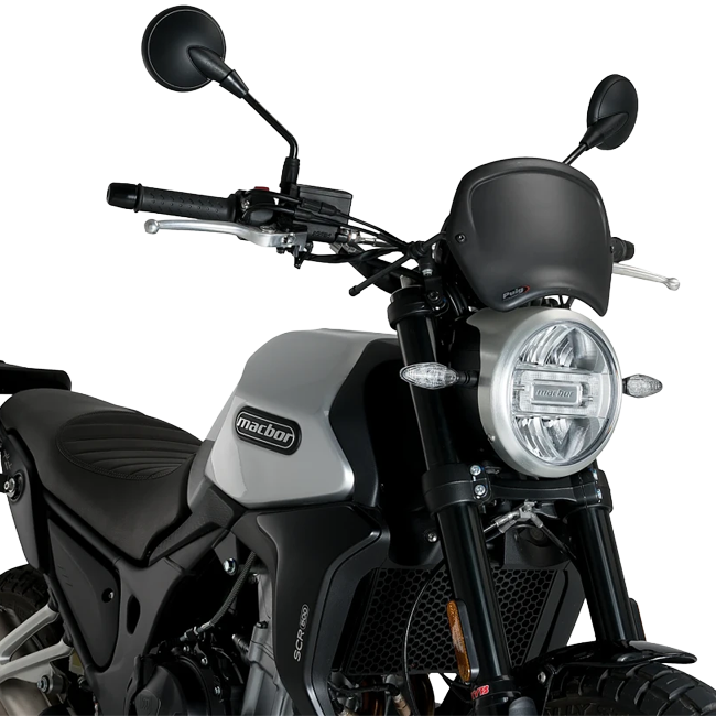 Puig Front Plate ABS Windshield – Fork Mount – for Macbor Eight Mile 500 Scrambler (2022–2025)