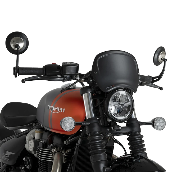 Puig Front Plate ABS Windshield – Fork Mount – for Triumph Bonneville Bobber (2021–2026)