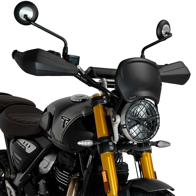 Puig Front Plate ABS Windshield – Headlight Bracket Mount – for Triumph Scrambler 400X (2024–2025)