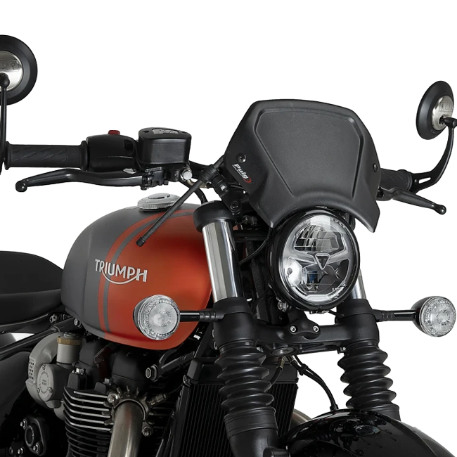 Puig Aluminium Front Plate Windshield – Fork Mount – for Triumph Bonneville Speedmaster (2018–2024)