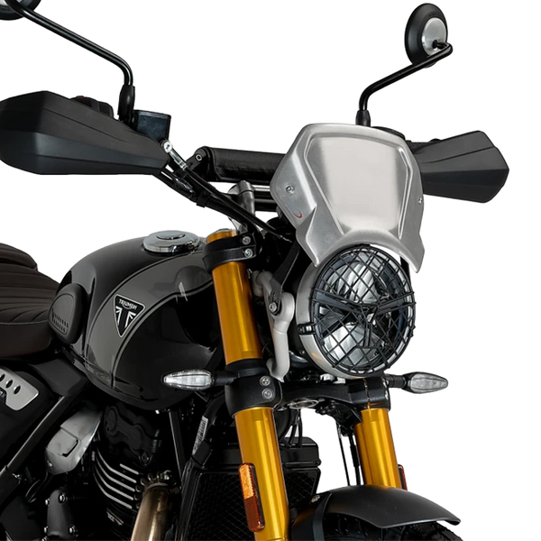 Puig Aluminium Front Plate Windshield – Fork Mount – for Triumph Scrambler 400 XC (2025–2026)