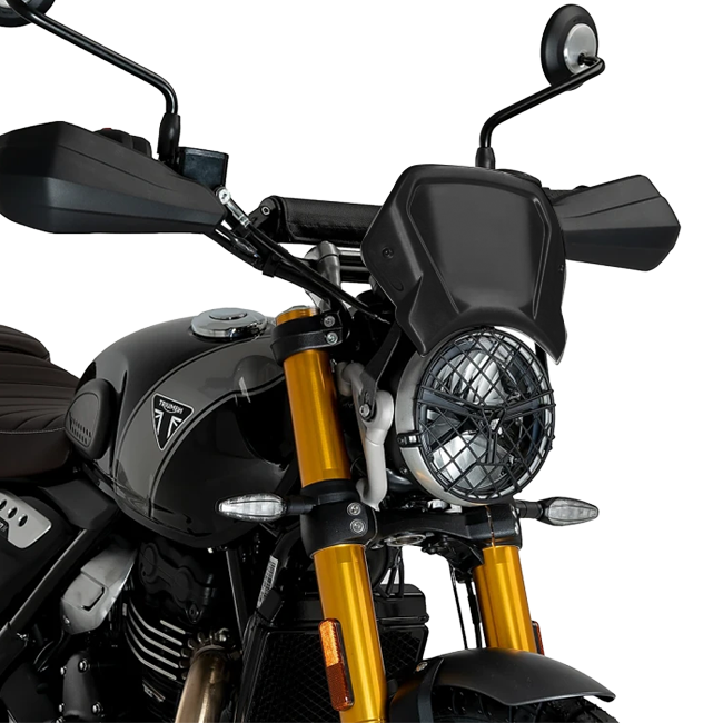 Puig Aluminium Front Plate Windshield – Fork Mount – for Triumph Scrambler 400 XC (2025–2026)