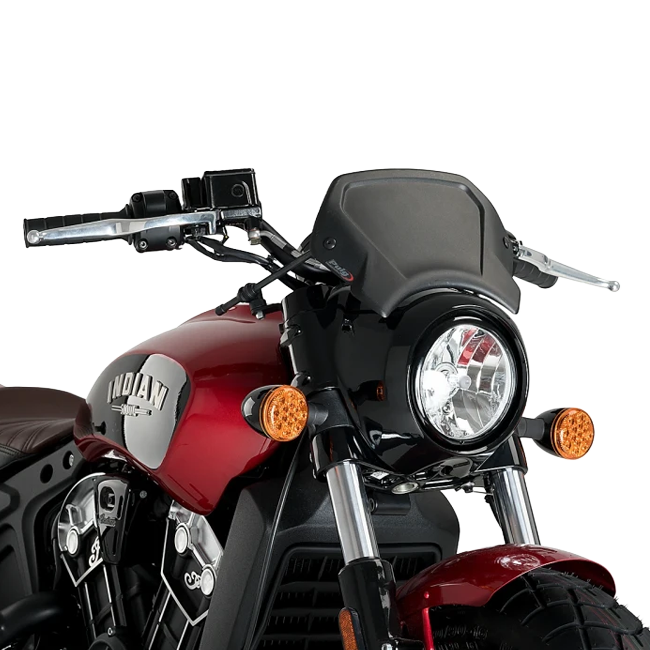Puig Aluminium Front Plate Windshield – Fork Mount – for Indian Scout Bobber (2018–2026)