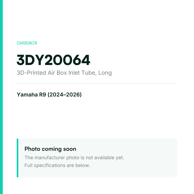 Carbonin 3D-Printed Air Box Inlet Tube Long Yamaha R9 (2024-2026) 3DY20064 — placeholder, product photo coming soon