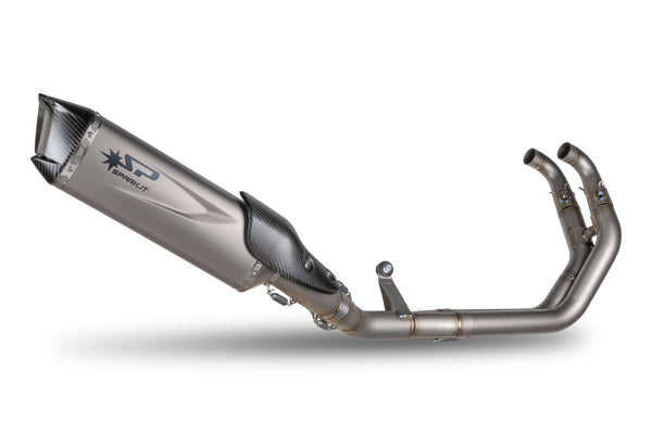 Spark Exhaust Force Evo stainless full system with titanium silencer on Aprilia RS 660