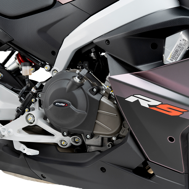 Puig engine cover protector complete set in black for Aprilia RS 457 2024-2025