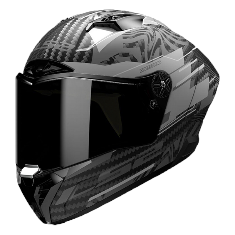 LS2 FF805 Thunder GP Aero full-face helmet in Polar Matte Black carbon fibre finish