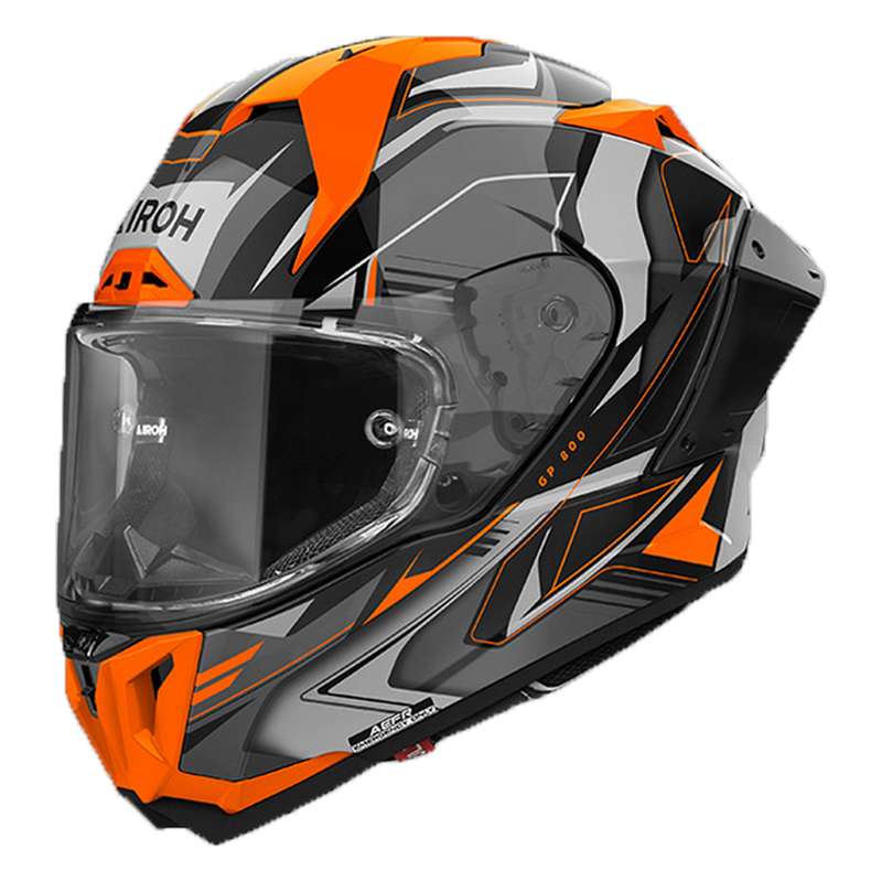 Airoh GP 800 Must full-face race helmet in grey, orange and black gloss finish