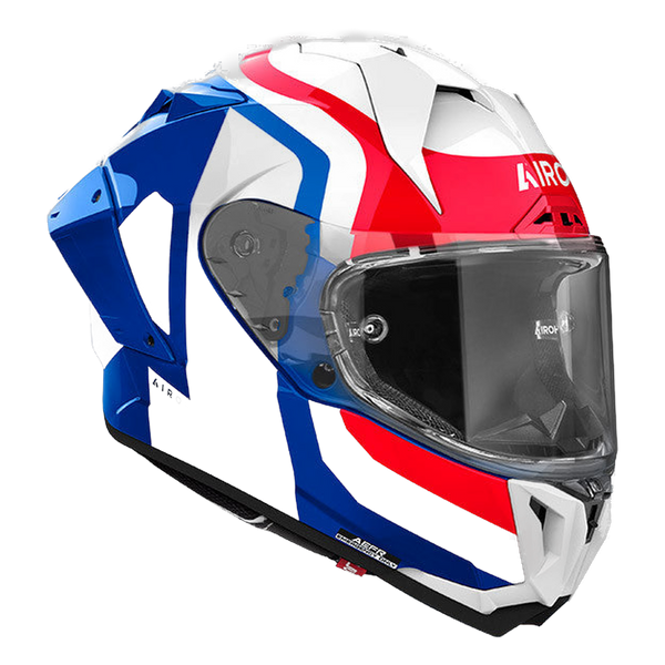 Airoh GP 800 Competition full-face helmet in blue, red and white glossy finish