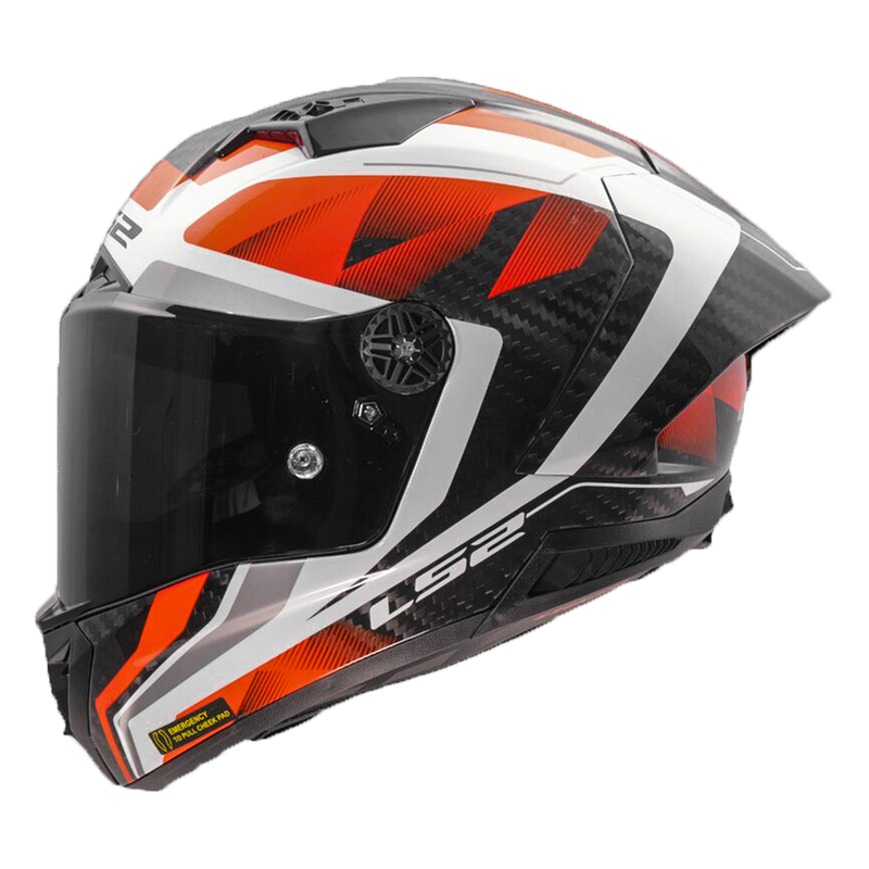 LS2 FF805 Thunder Carbon full-face helmet in Diamond White and Red GP Aero finish