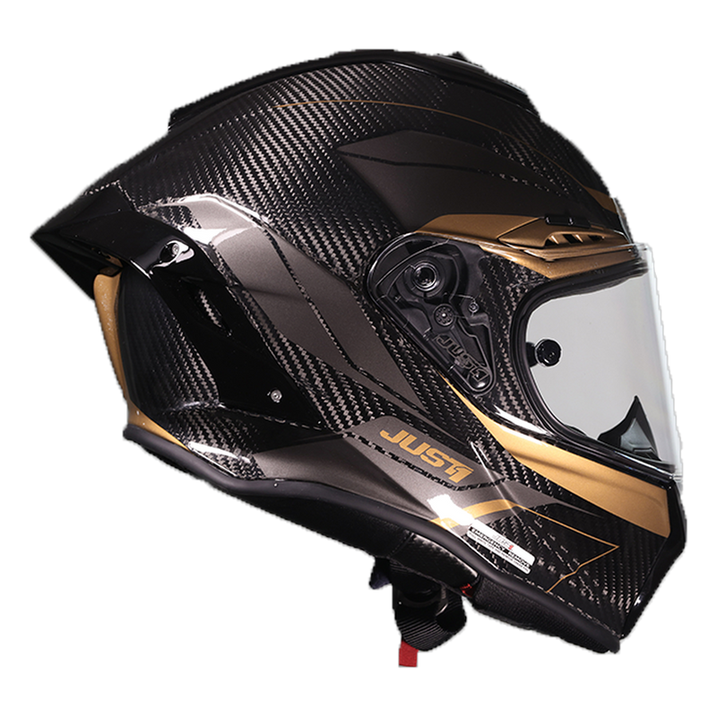Just1 J-PGR full-face helmet in Impulse Gold and carbon gloss finish