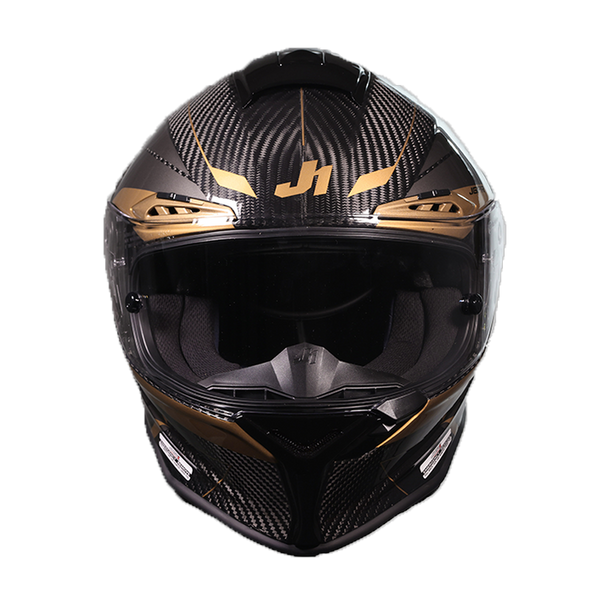 Just1 J-PGR full-face helmet in Impulse Gold and carbon gloss finish