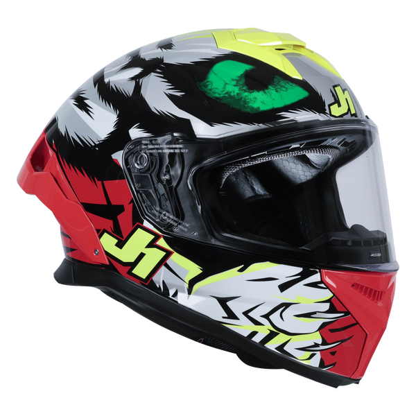 Just1 J-STR Demonic Axel Bassani Replica 2025 full-face motorcycle helmet in Bassani graphic livery