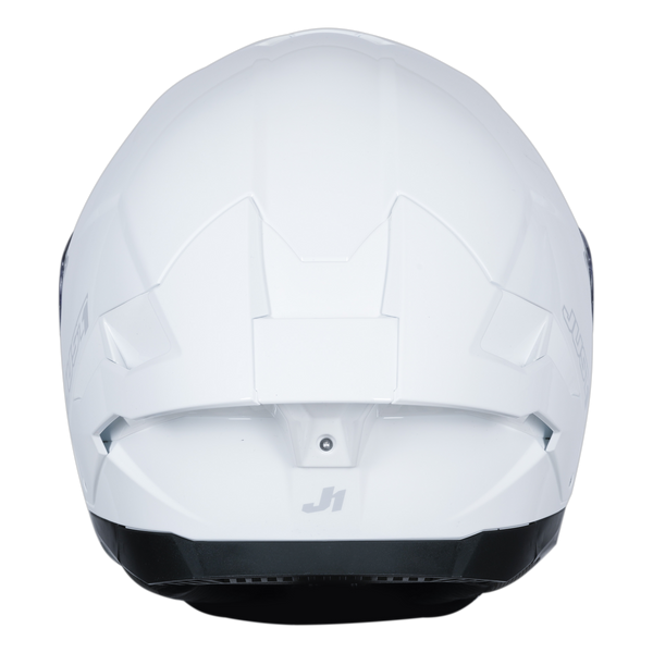 Just1 J-STR full-face helmet in solid gloss white, front three-quarter view