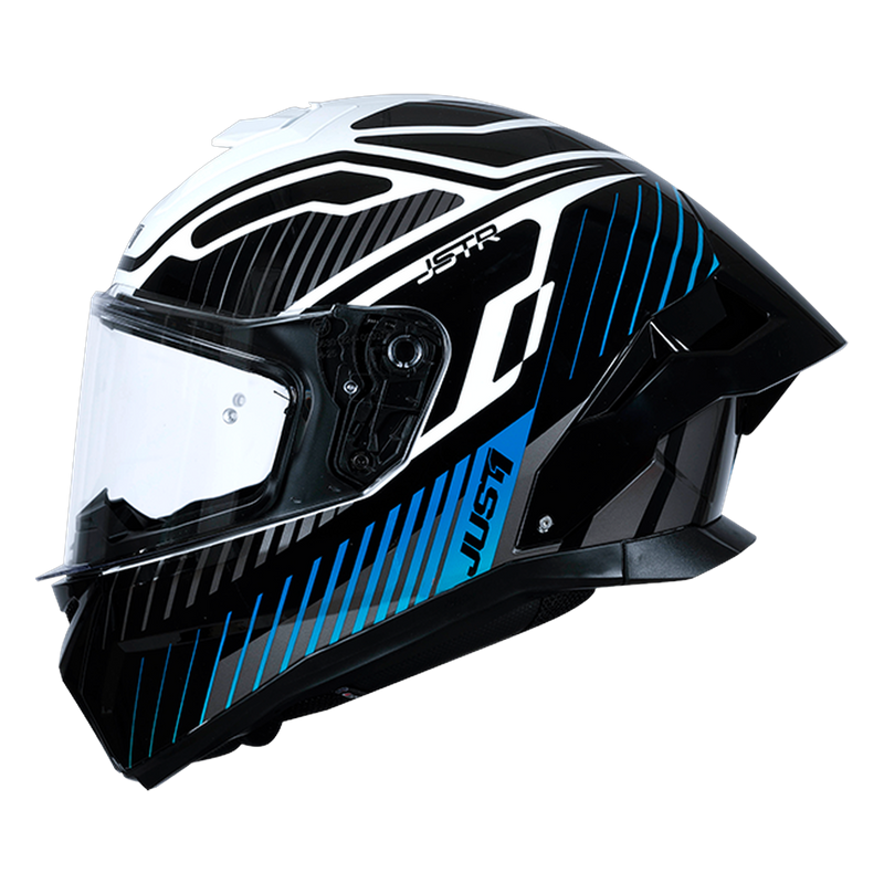 Just1 J-STR full-face helmet in gloss tactical blue and white