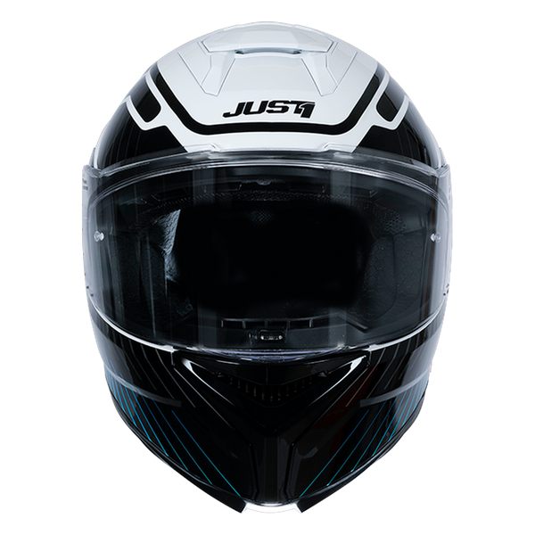 Just1 J-STR full-face helmet in gloss tactical blue and white
