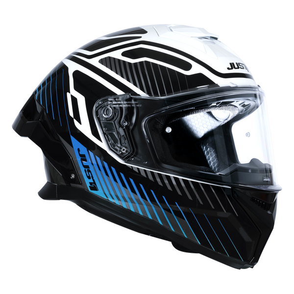 Just1 J-STR full-face helmet in gloss tactical blue and white