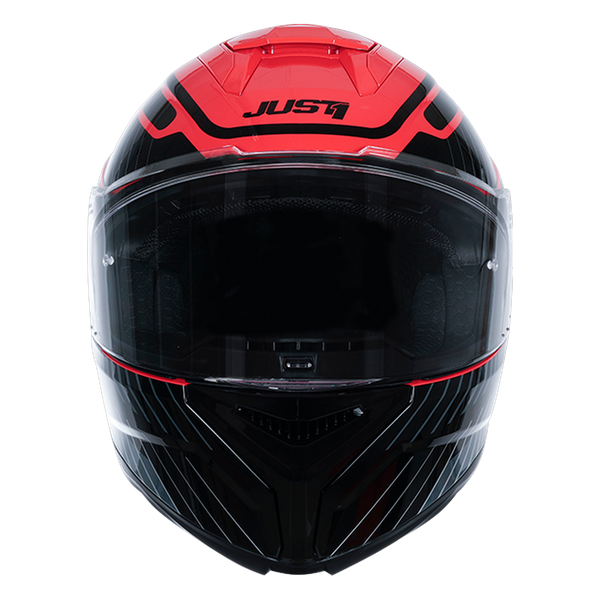 Just1 J-STR full-face helmet in Tactical Silver and Red Gloss finish