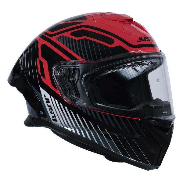 Just1 J-STR full-face helmet in Tactical Silver and Red Gloss finish